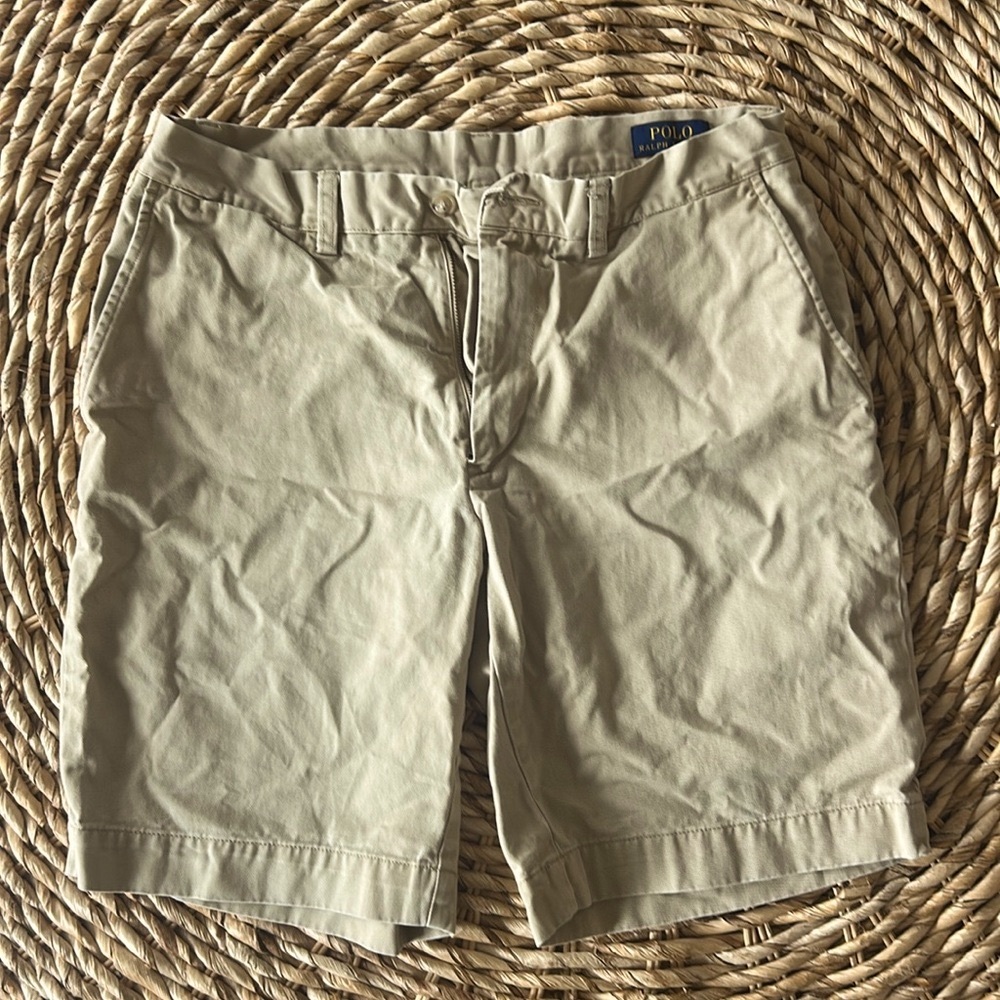 Polo Ralph Lauren men’s classic fit 9 inch inseam tan shorts flat front